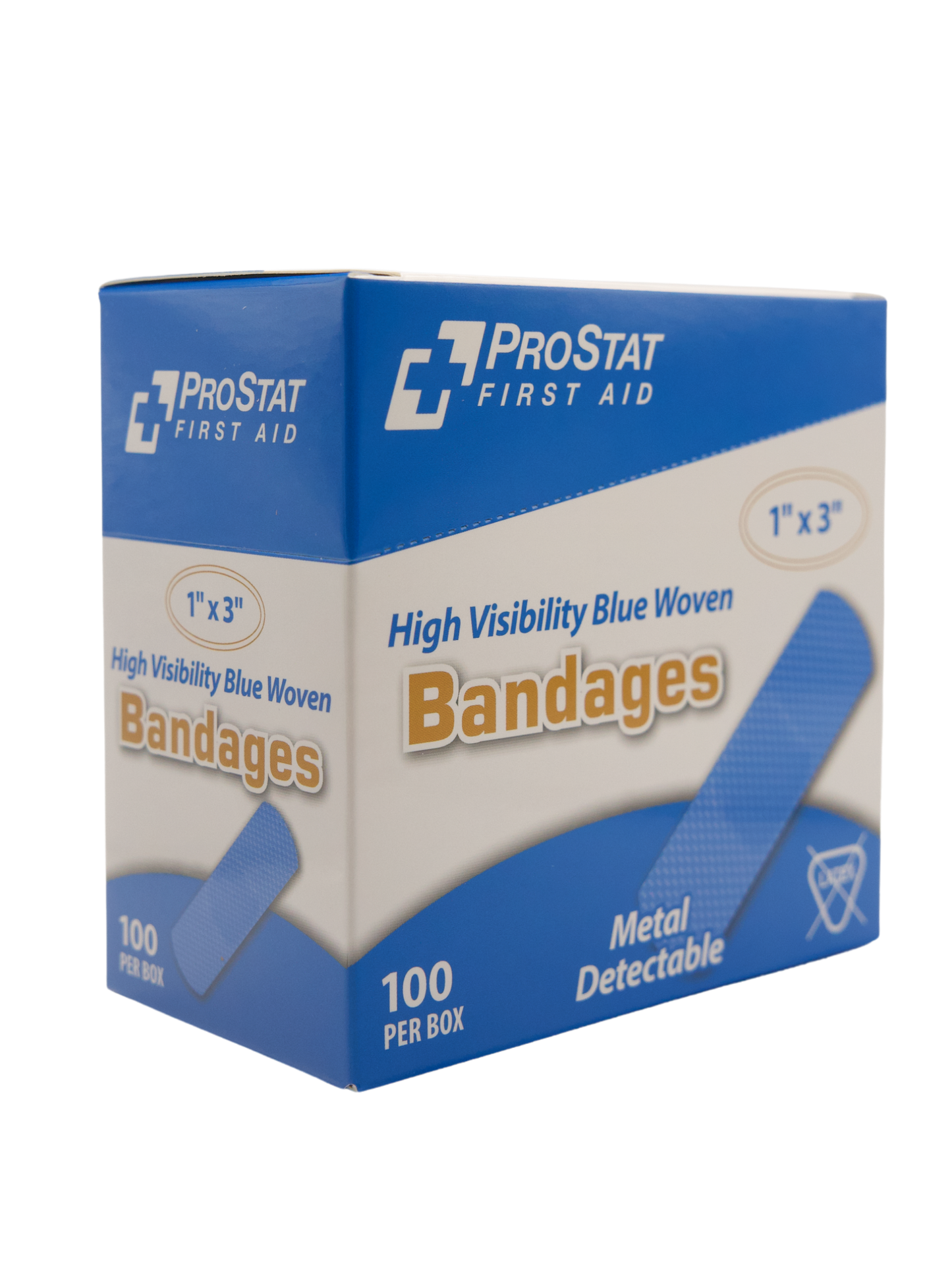 Blue Metallic Strip Bandage, 1 x 3" 100 ct"