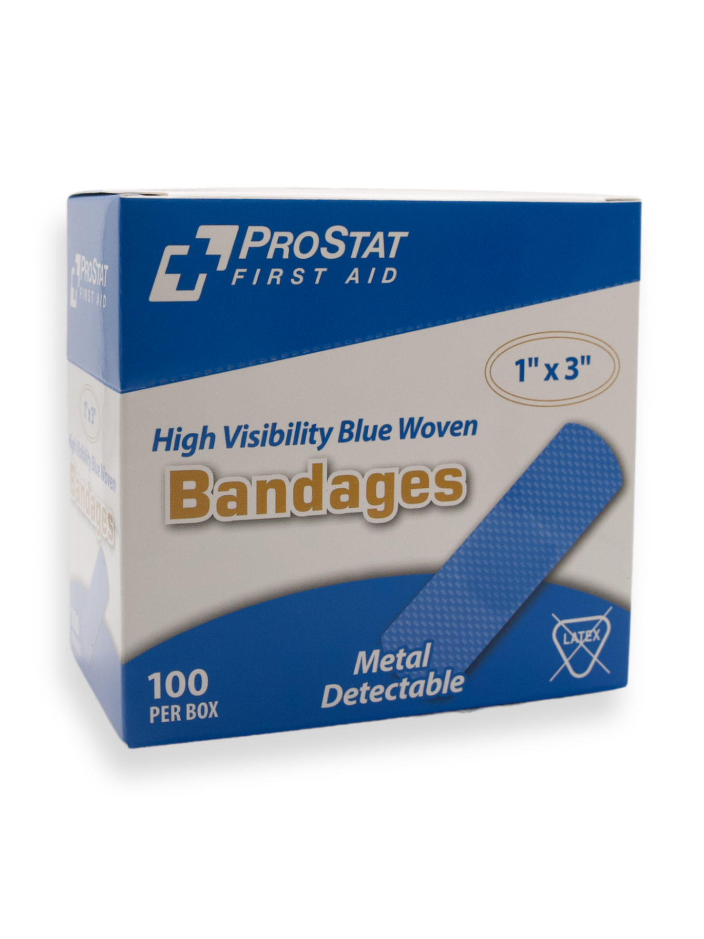 Blue Metallic Strip Bandage, 1 x 3" 100 ct"