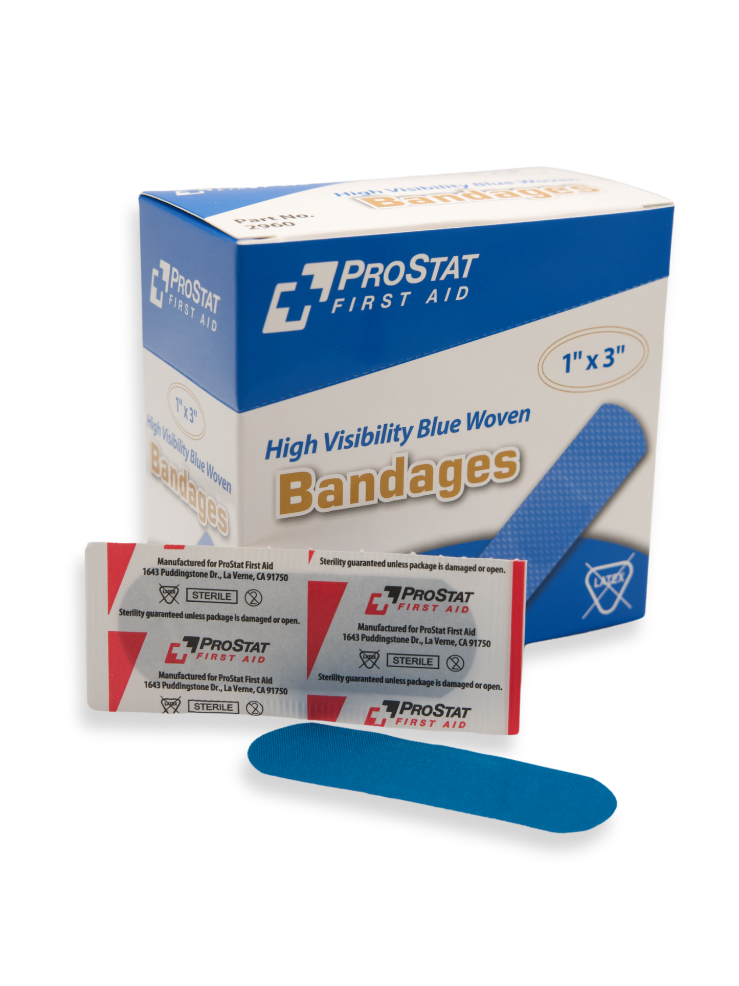 Blue Metallic Strip Bandage, 1 x 3" 100 ct"