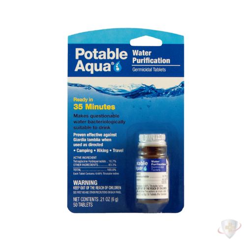 Potable Aqua Water Purification 50 Germicidal Tablets 