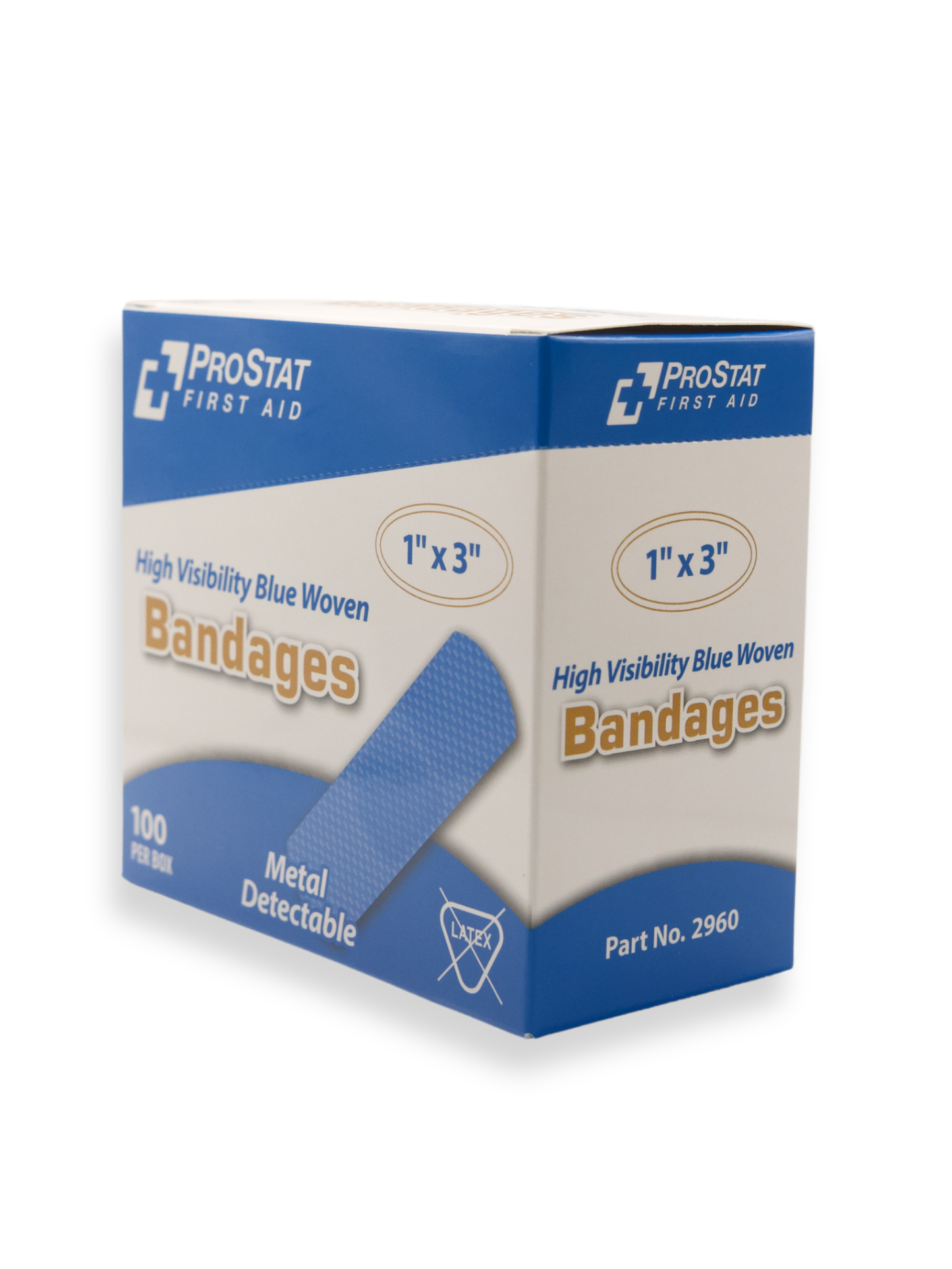 Blue Metallic Strip Bandage, 1 x 3" 100 ct"