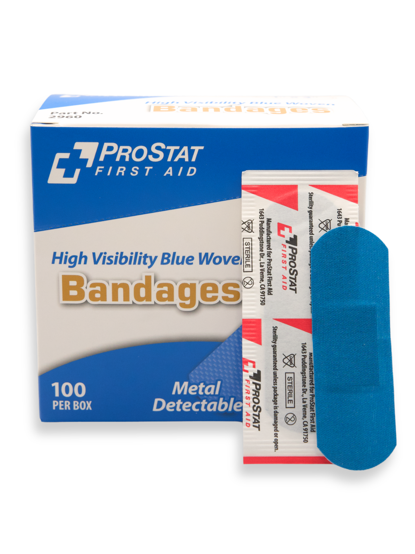 Blue Metallic Strip Bandage, 1 x 3" 100 ct"