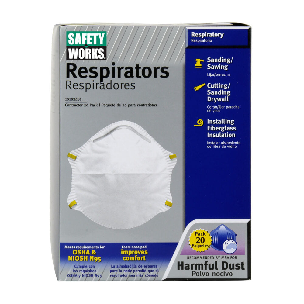 N95 Safety Works Disposable Respirators 20 per Box