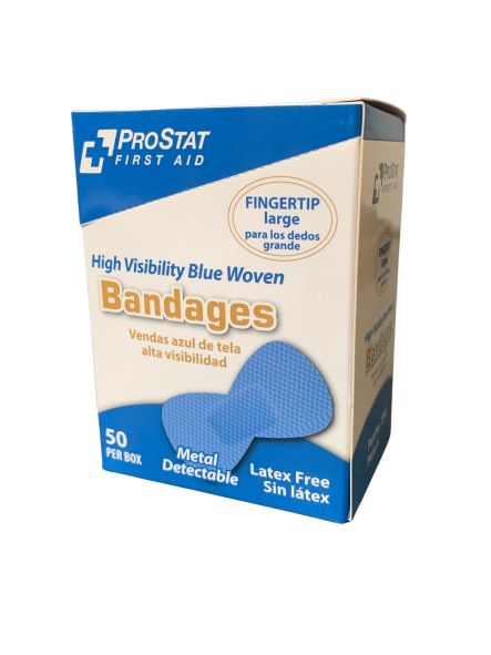 Blue Metallic Large Fingertip Bandage, 50 ct